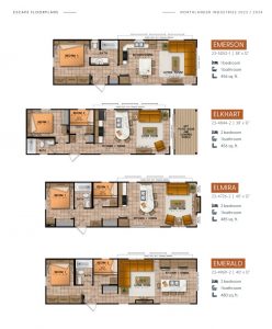 2024 Northlander Escape Floorplans. 1, 2, & 3 bedroom cottage layouts