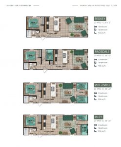 2024 Northlander Reflection Floorplans. 1, 2, & 3 bedroom cottage layouts